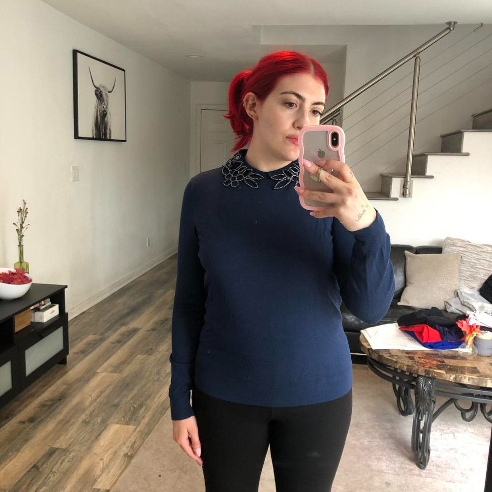 Ted Baker Navy Long Sleeve Sweater Size M